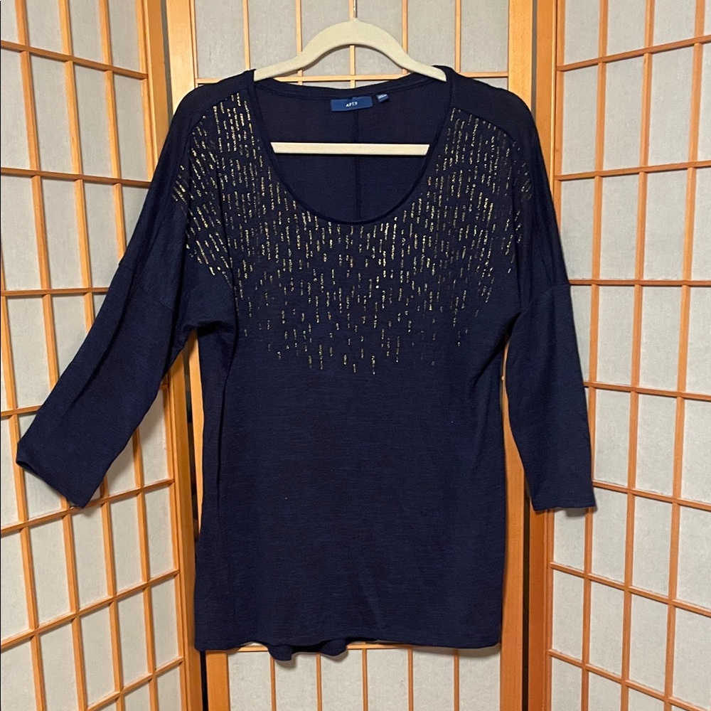 Apt 9 Women’s Dark Purple Embellished Women's Top Size L